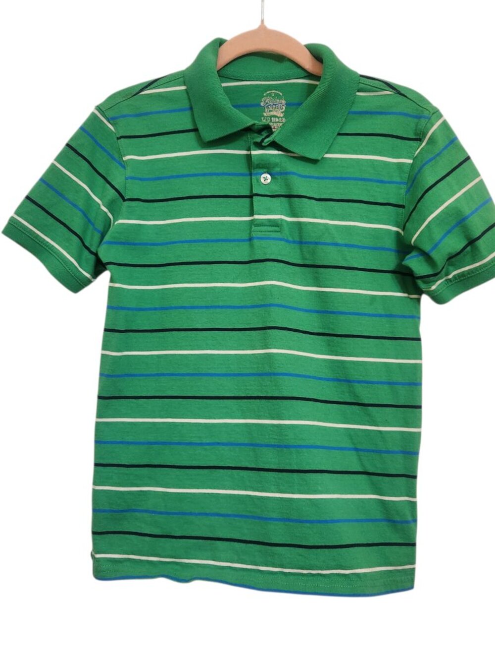 Faded Glory Green Stripe Polo Shirt Size L (10-12)